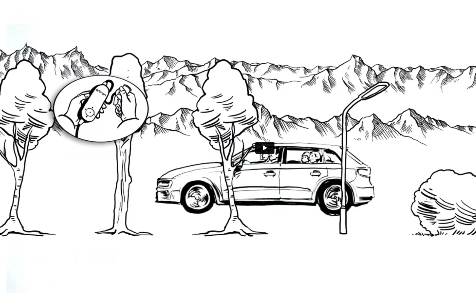 Zeichnung eines Audi Fahrzeugs mit einer Familia