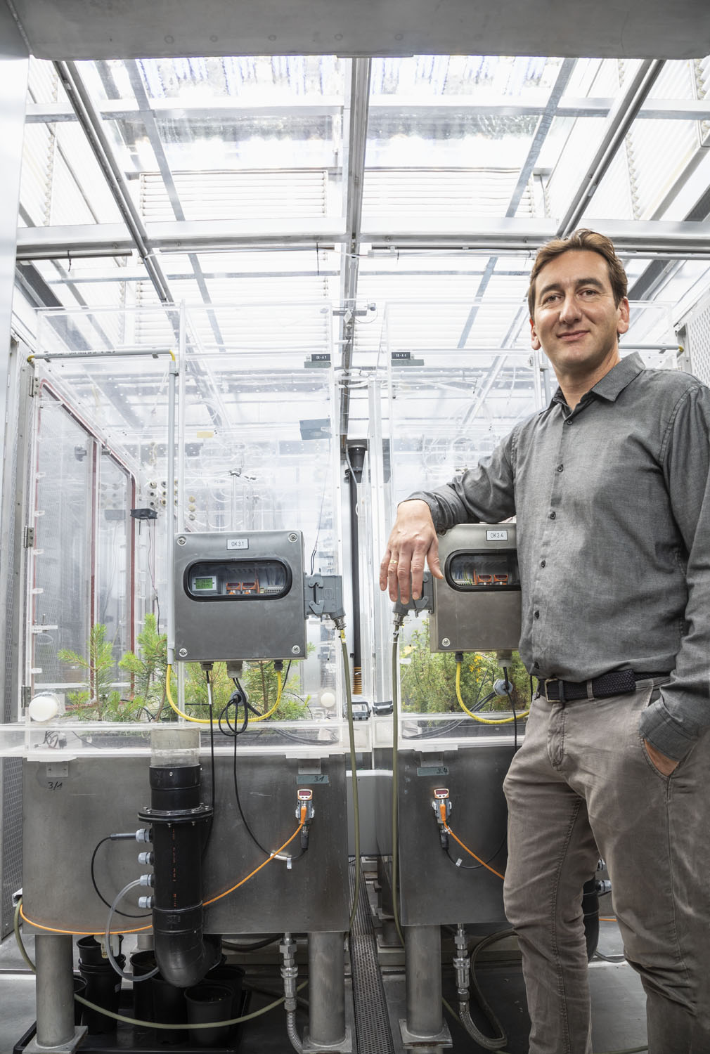 Portrait eines Wissenschaftlers in einem Labor mit Pflanzen