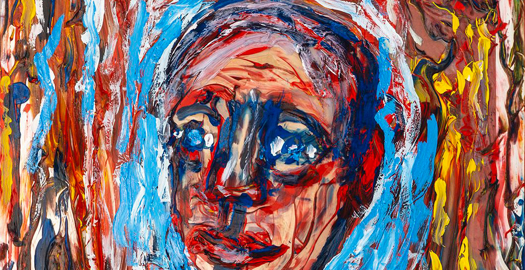 Ausschnitt aus dem Filmplakat zu dem Film ich heisse diku, ein portrait mit bunter acrylfarbe gemalt